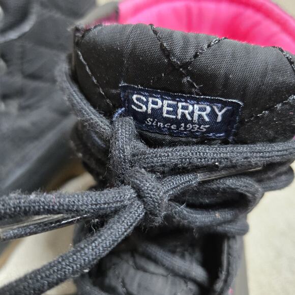 Sperry Port Duck Boots Kids Size 2 Black /Pink Waterproof Lined Rain Snow Play - Picture 3 of 10